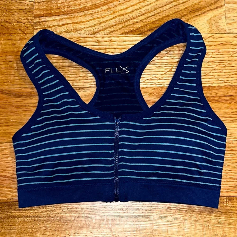 NWOT Blue Zip up Sports Bra, size small